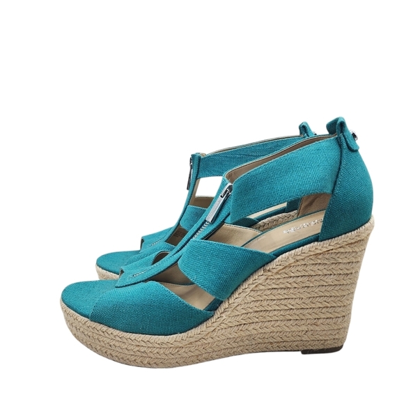 Michael Kors Women's Damita Cage Design Front Zip Wedge Sandals - 10 - Picture 1 of 10